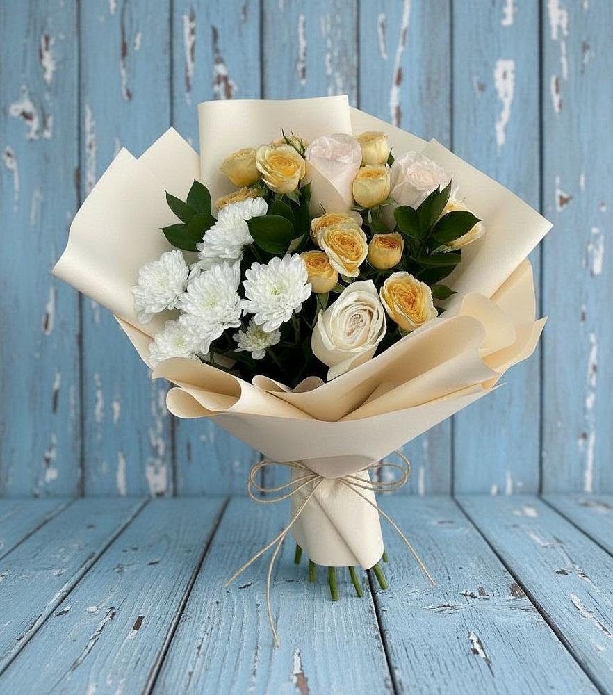 Букет цветов из: Розы и Хризантемы в Ягодное
