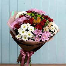Букет цветов из:  Розы, Хризантемы и Альстромерии в Ягодное