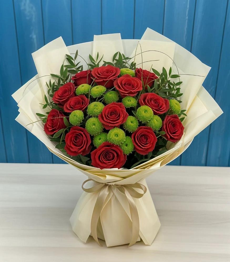 Букет цветов из: Розы и Хризантемы в Ягодное